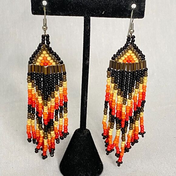 Unsigned Papparazi Colors Of The Wind Earrings Colorful Seed Bead Dangle Drop - Picture 4 of 7